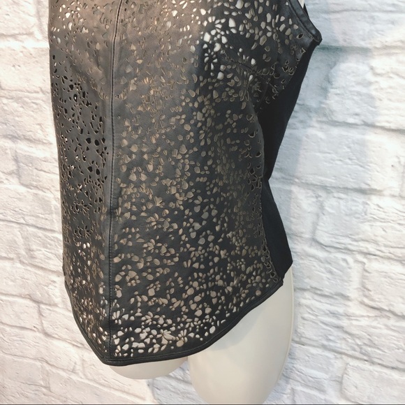 Bagatelle Black Leather Laser Cutout Tank Top XS - Picture 7 of 13